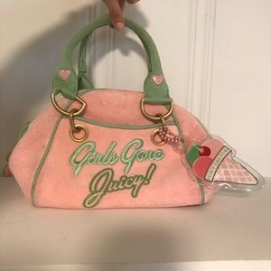 Authentic Juicy Couture Velour Purse Pink & Green